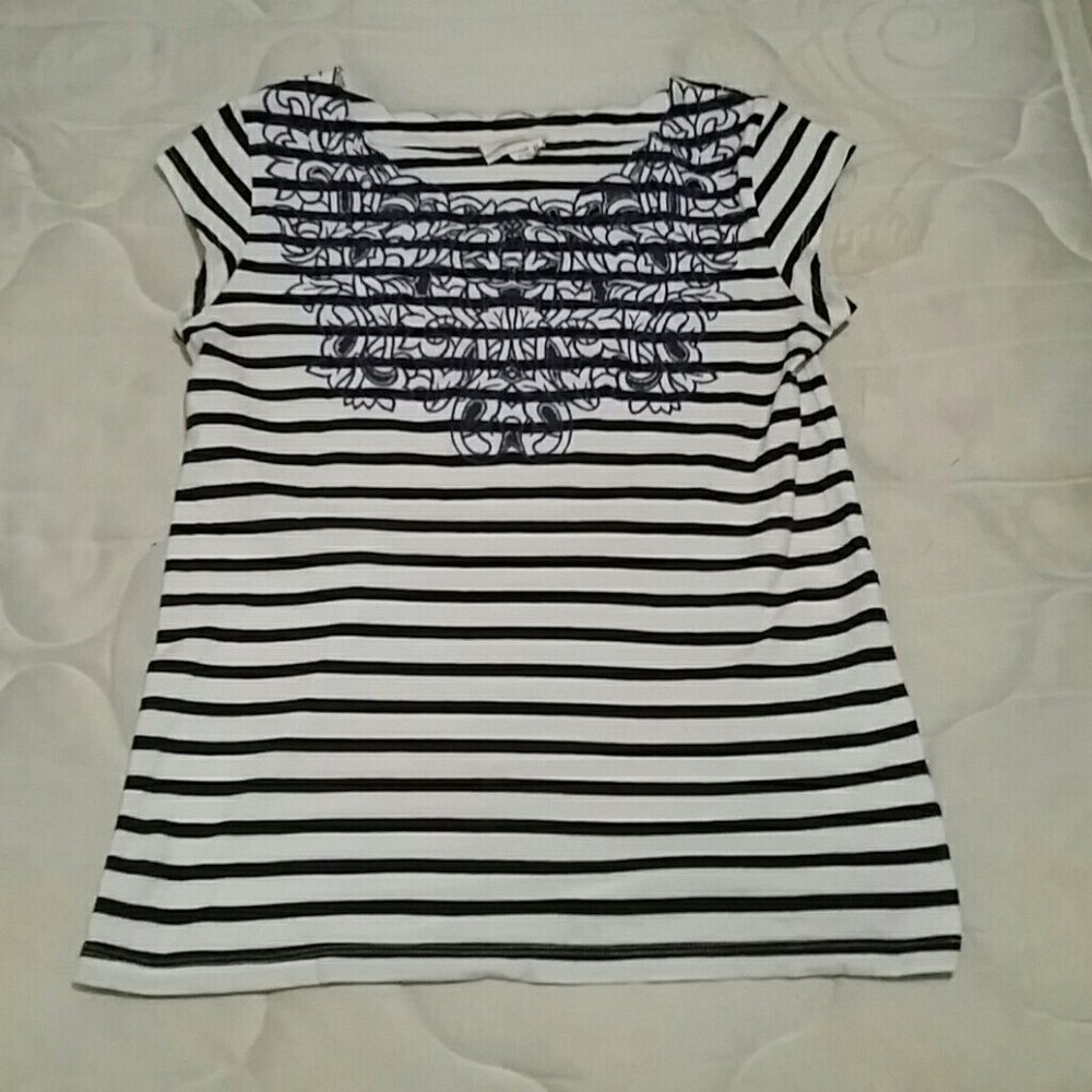 Meadow Rue striped blue black white top